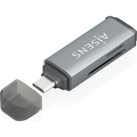 AISENS - LECTOR DE TARJETAS SD, Micro SD, MMC, RS-MMC, MMC Micro, USB-C, GRIS