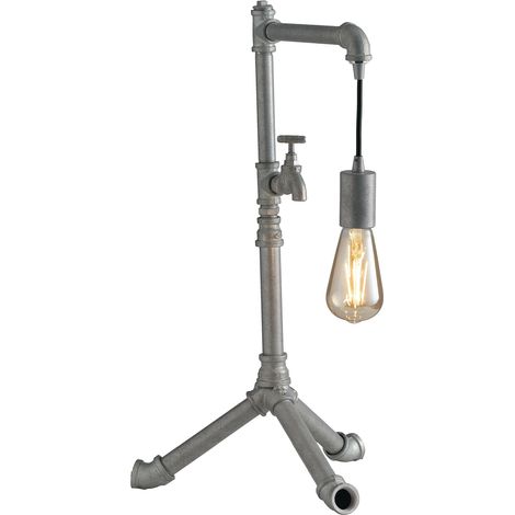 "Lampada da tavolo AMARCORD in metallo zincato invecchiato stile industrial"