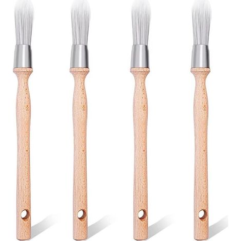 4pcs 15mm Round Fine Window Frame Paint Brushes Birch Handle Stainless Steel Stain Brush for Painting and Interior Decorating (1/5)