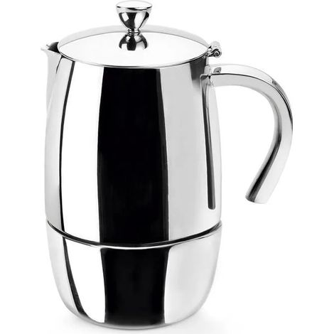 Cafetera Lacor luxe acero inoxidable 4 tazas mango aislado