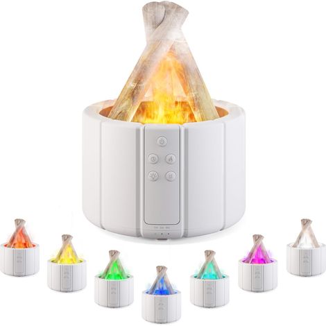 Diffusor für ätherische Öle, mit Flammeneffekt, 280 ml Luftbefeuchter, einstellbare Helligkeit, 3 Timer, mit Fernbedienung, geräuschloser Aromatherapie-Diffusor in 7 Farben