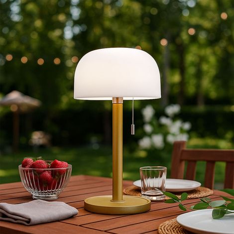 Tischlampe Bambus Tischleuchte messing LED Wohnzimmerlampe IP44 Beistelllampe, 1,5W 80lm warmweiß, neutralweiß, kaltweiß, DxH 15 x 28 cm