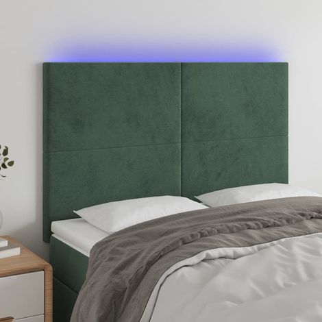 Tête de lit à LED Vert foncé 144x5x118/128 cm Velours vidaXL