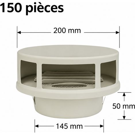 Grille ventilation Jaune 30mm 4 acier inoxydable 150mm Perçage 150MM ou tube PVC 160 20 × 20 × 15 cm – Livraison gratuite (1/3)