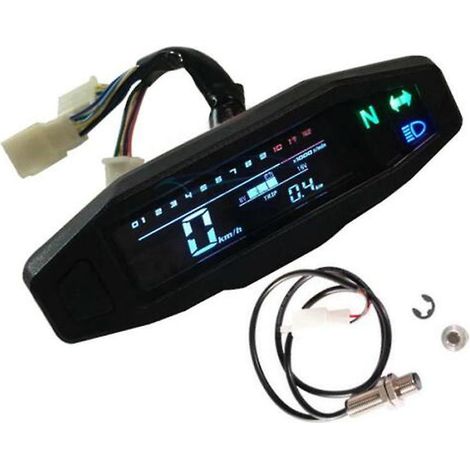 tachymtre Numrique Universel Pour Moto, Compteur De Vitesse Numrique Avec Cran Lcd Carburateur Compteur De Kilomtres Avec Capteur (1/5)