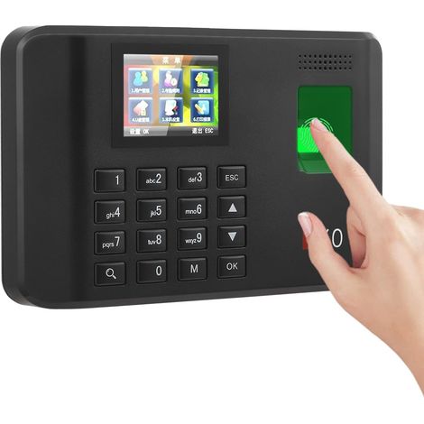 Enregistreur Temps Par Empreintes Digitales pour les Petites Entreprises, Jusqu'à 1000 Utilisateurs et 60 000 Enregistrements, éCran LCD Couleur de 2,7 Pouces, Exportation des DonnéEs Via USB