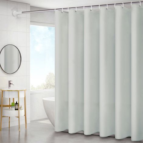Cortina de ducha impermeable de 180x180 cm de PEVA con sistema de liberación rápida y ojales inoxidables para bañera y baño. (1/5)