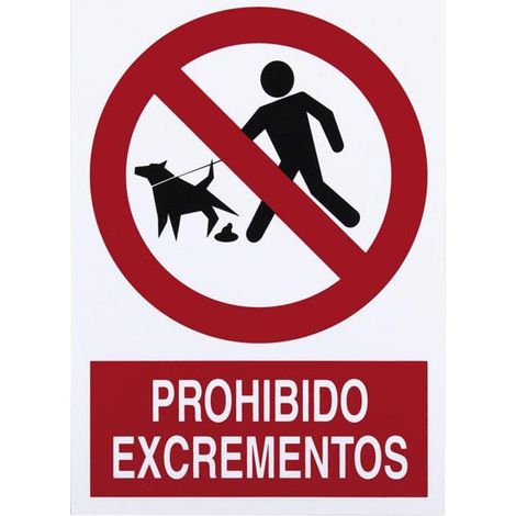 Señal poliestireno 297x210mm pictograma prohibido excrementos de perro