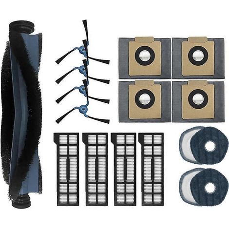 Accessoires et pièces détachées pour aspirateur robot X10 Pro Omni : brosse principale, lingette de nettoyage, filtre HEPA, sac à poussière. (1/5)