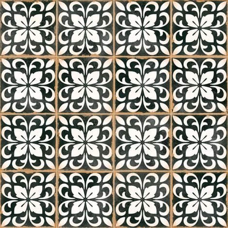 Carrelage effet Carreau ciment Azanel Noir 12,4x12,4x0,8 cm Serano - Sol et mur intérieur (vendu par carton de 0,49 m²) - RO'MA CARRELAGE