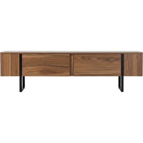 Meuble TV 2 portes en bois et métal L180cm - Bois foncé - Tod (1/5)