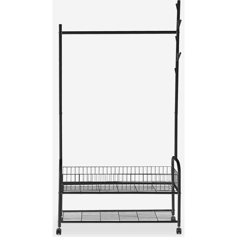 Appendiabiti con ruote carrello stand attaccapanni in metallo Lamy - Nero