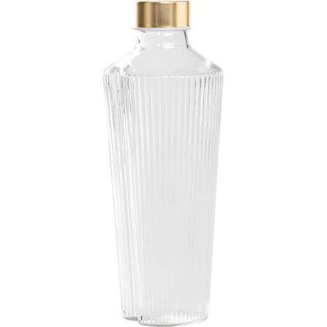 Handy Bouteille En Verre Borosilicaté Transparent Avec Décoration À Sillons Verticaux, Design Élégant, Accessoire Polyvalent Et Fonctionnel. (1/2)