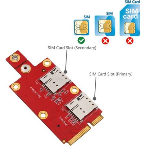 Carte Riser Convertisseur M2 Vers Mini PCIE avec Double Emplacement pour Carte SIM NANO Adaptateur M.2 Key B Vers Mini PCI-E Prend (1/5)