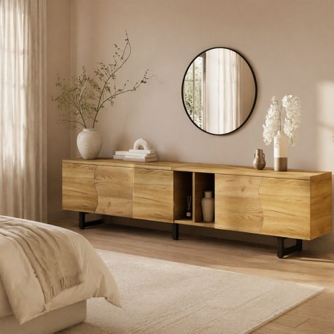 TV-Möbel mit 5 Türen 191 x 38 x 46,5 cm aus PB und MDF, natur OKMYHOME (1/5)