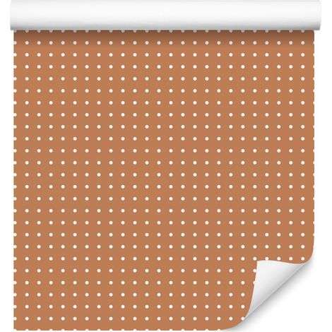 Papier peint à pois orange pour salon et chambre 50x1000 cm (1/5)