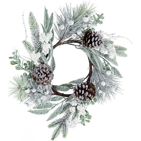 Ghirlanda di natale corona innevata Johann con bacche pigne decorazione natalizia Ø 35 cm
