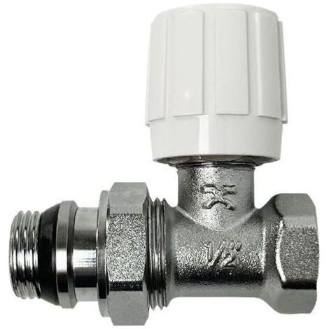 1 robinet de radiateur manuel équerre, raccord 1/2 pouce, corps laiton nickelé, arrivée sol ou mur, DN15 (1/3)