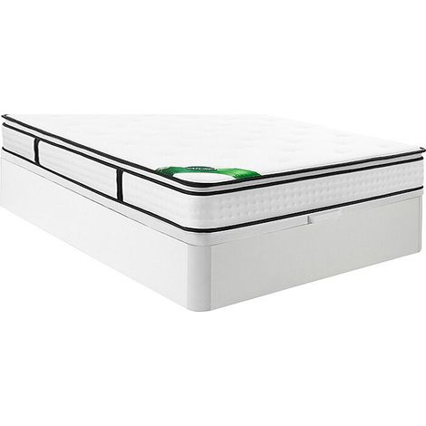 Set 160 x 200 cm rete contenitore bianco + materasso a molle insacchettate 7 zone con topper integrato e rivestimento in bambù sp.26cm - MIREZA di NATUREA