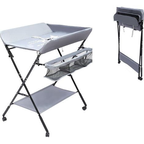 25 kg Children's Changing Table Folding Changing Table with 3 Compartments Mobile Changing Station for Baby Changing Nappies, Massage Used (1/5)
