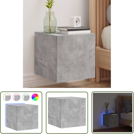 The Living Store TV-Wandschrank mit LED-Leuchten Betongrau 30,5x35x30 cm - TV-Schrank - Holzschrank - Regal - Wandregal - Wohnzimmer Dekoration (1/5)