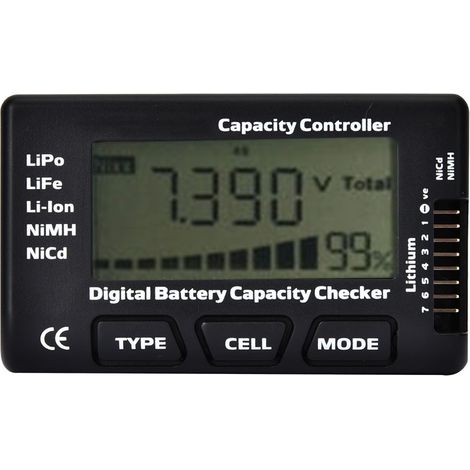 Testeur de capacité de batterie numérique portable GTPower 2-7S pour contrôleurs RC (1/5)