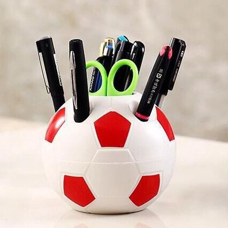 bote  Crayons En Forme De Ballon De Football Rouge Et Blanc, Diamtre 10,5 Cm Bote De Rangement Pour Bijoux De Bureau (1/5)