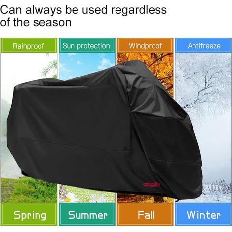 Housse de moto imperméable 220 x 95 x 110 cm en polyester, protection anti-poussière, noire (1/5)