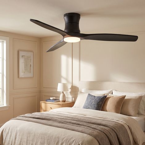 Deckenventilator mit Beleuchtung 132cm Leiser DC-Motor Fernbedienung Dimmbare LED Metall und Massivholz Modern Mattschwarz (1/5)