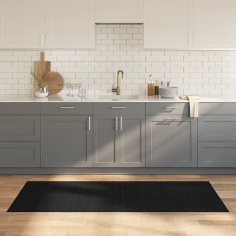 Teppich Rechteckig Schwarz 80x200 cm Bambus