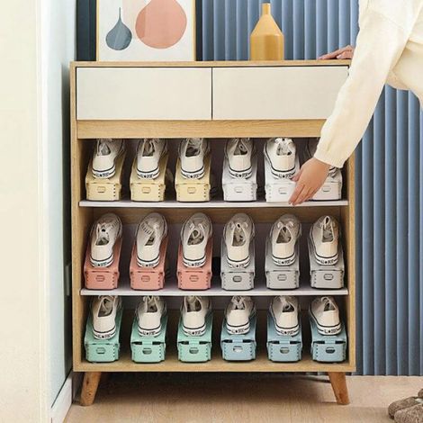 Etagere A Chaussures - Reglable En Hauteur - Pour Rangement Compact Dans Entrée Ou Placard - 2 Unites (1/4)