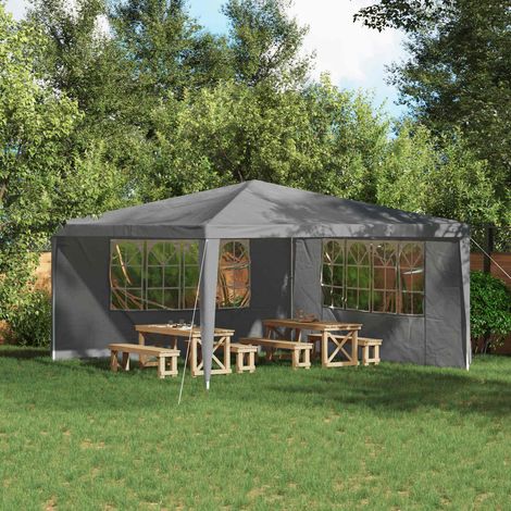 vidaXL Party Tent Sidewall 2 pcs 400 x 195 cm Light Grey PE and Steel