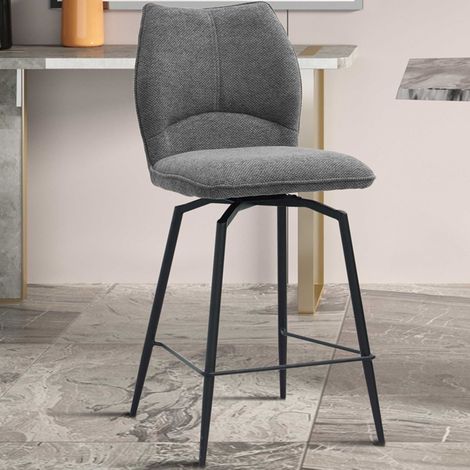 Tabouret de bar pivotant Lara 48 x 56 x 103 cm Design gris (1/5)