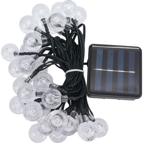 Wasserdichte Solar-Lichterkette (5 Meter) mit 30 LED-Kugeln für Gärten, Terrassen, Gartenpartys und Höfe – weißes Licht (1/5)