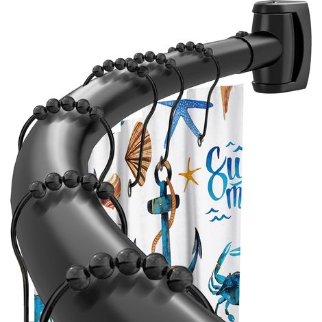 Tringle à rideau de douche incurvée réglable de 106 à 198 cm – En acier inoxydable à percer – Noir (1/5)