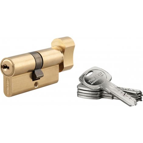 Thirard – Cylindre de serrure à bouton Trafic 6 – 30Bx30mm laiton – Anti-arrachement, anti-perçage, 6 goupilles, 5 clés