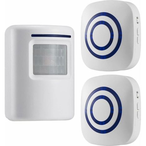 Sans fil Allée Alerte : détecteur de mouvement infrarouge de sonnette d'alarme Carillon avec 2 récepteur et 1 Sensor 38 Chime Tunes - indicateurs LED (1/5)