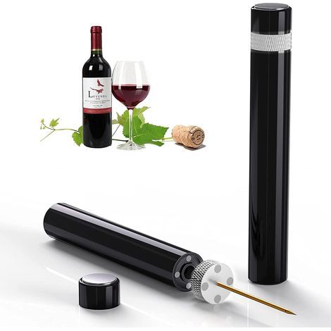 1 - Tire Bouchon - Pompe À Air 7S - Ouvre Bouteille Vin Rouge - Insertion Aiguille Sans Effort - Pour Fêtes Et Cadeaux - Argenté - 18x5cm (1/5)