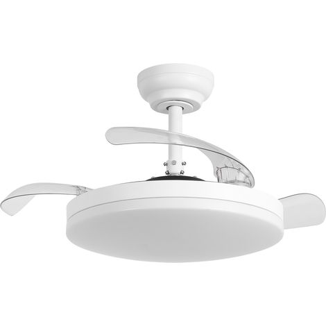 Parrot Uncle 91 cm LED Deckenventilator mit Licht, ausklappbare Flügel, leiser DC-Motor, Sommer-/Winter-Funktion, 6 Geschwindigkeiten, Fernbedienung, Weiß