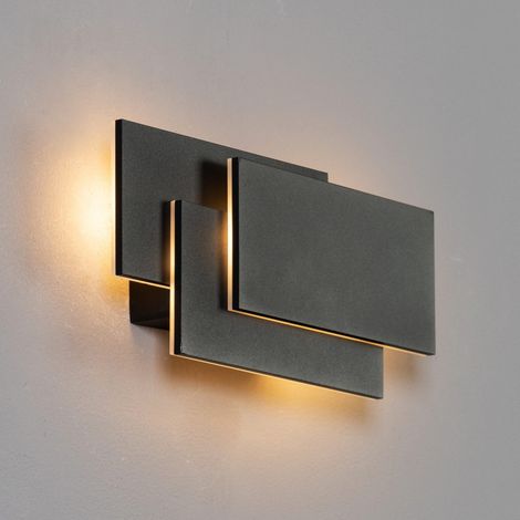 Kosilum – Applique murale LED noire 12W – Éclairage 390 lm – 3 panneaux rectangulaires en aluminium – Dimensions 26x12,5 cm (1/5)
