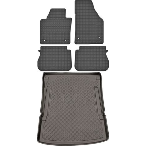 Volkswagen Caddy Maxi Trendline Comfortline Highline VAN desde 10.2007 SET - alfombrillas de goma para coche + alfombrilla para maletero (1/5)