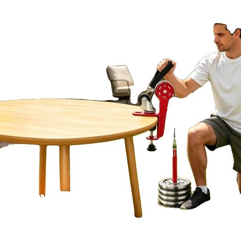 Armdrücken Trainingsgerät, Maximalbelastung 80kg, Kabellänge 1m, Ladebolzenhöhe 28,5cm, Geeignet für Tischplattenstärken von 1-9cm, Seilzuggerät Größe (1/5)