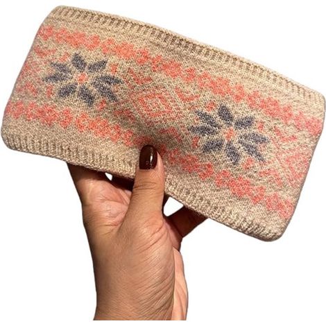 Diadema, 1 unidad, Cinta de punto, 20 × 10 cm, Cinta elástica ancha, Estilo otoño/invierno, Cinta para el cabello para limpieza facial, Beige (1/5)