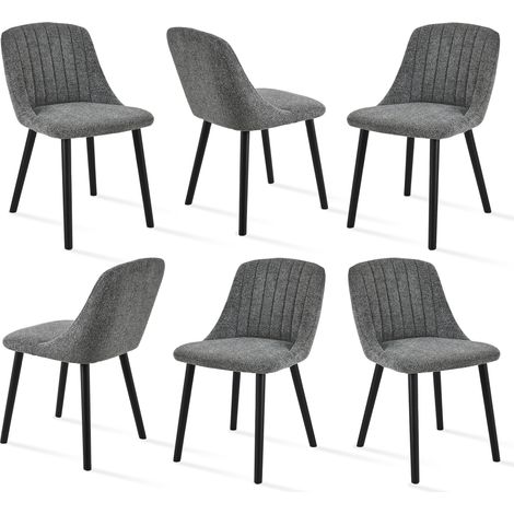 Upholstered Modern dining chalrs with ergonomic backrests and wooden legs, Style and comfort combined - Set of 6 - Grey/Green
