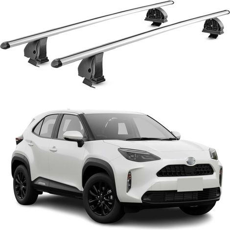 OMAC Barres de toit transversales en aluminium pour Toyota Yaris Cross 2021-2026 – TÜV / DIN 75302:2019 – Antivol inclus – Charge max 75 kg – 2 barres – Gris (1/5)