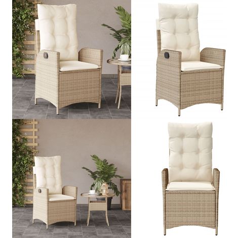 Chaise inclinable de jardin avec coussins beige résine tressée - Chaise de jardin avec coussin - Chaise de jardin en résine tressée (1/5)