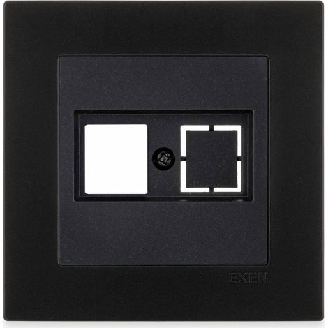 Plaque frontale pour prise informatique sans connecteur noir métallisé – ensemble complet avec plaque – 255/14E EXEN (1/3)