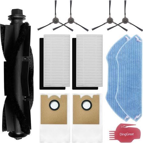 Accessoires de rechange pour robot aspirateur Lefant M2 / M2 Pro / M2S Pro / M2 Plus, 1 brosse principale, 4 brosses latérales, 2 filtres, 2 sacs à poussière, 2 lingettes, 1 brosse de (1/5)