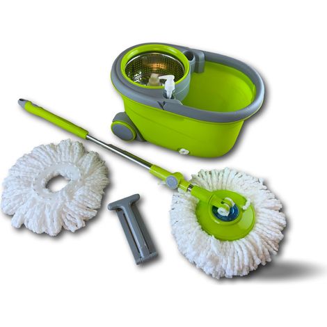 Kibros – Seau essoreur Easy Mop 10L – Kit rotatif avec disque à 360° – Recharge microfibre incluse – Pour nettoyage en profondeur (1/5)