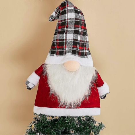Décoration de Noël pour sapin, gnome suédois de 63,5 cm (25 pouces), Grand Tomte, gnomes de Noël, décorations de Noël pour la maison (carreaux rouges, noirs et blancs) (1/5)